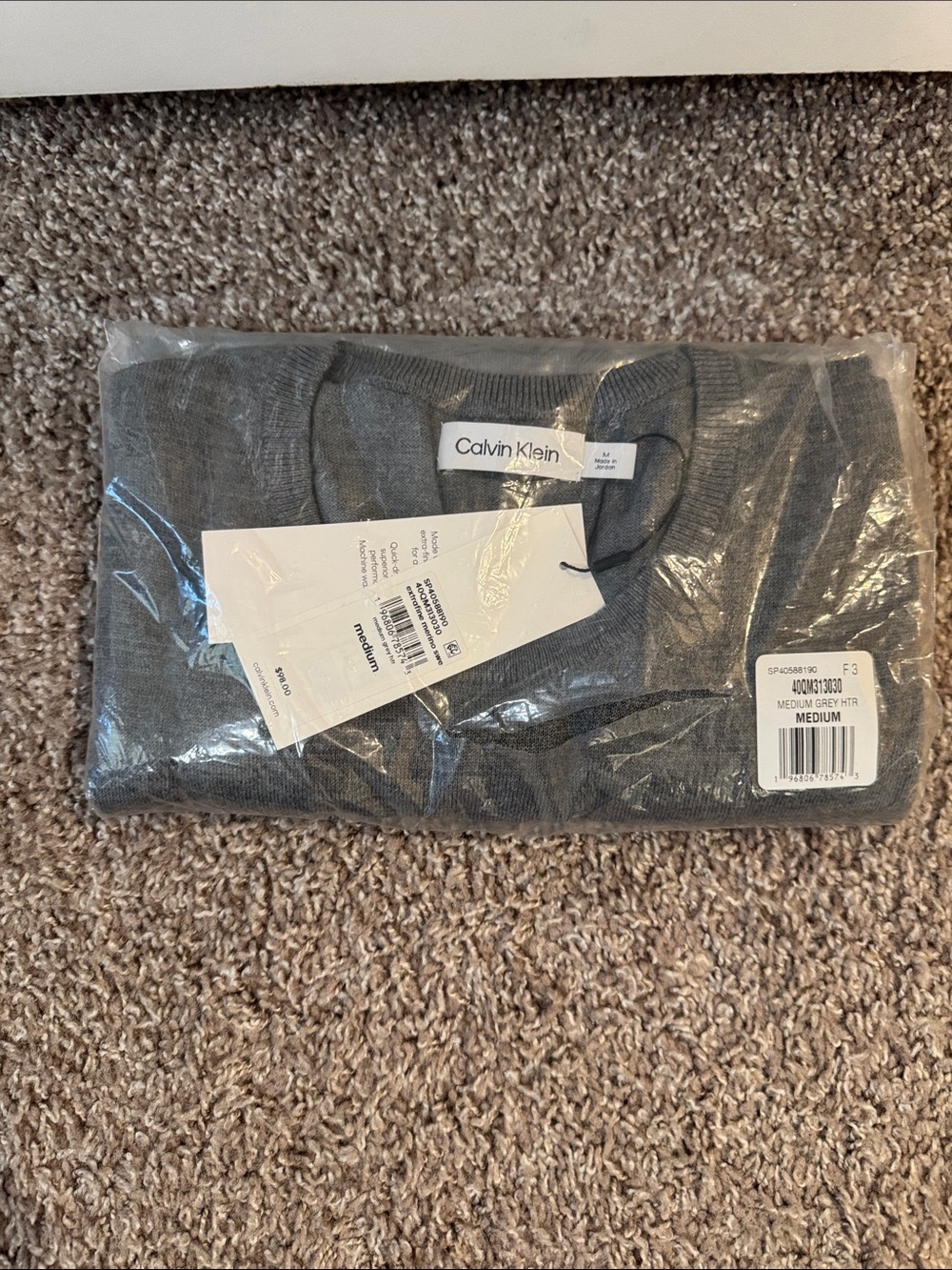 Calvin Klein Men's Heather Gray Crewneck Sweater